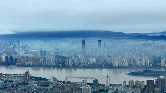 城市水墨画  航拍温州城市风景