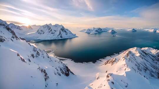 雪山湖泊全景自然风光