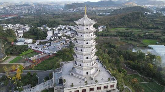 航拍贵阳大兴国寺大善塔视频素材模板下载