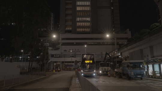 香港中环马路街景夜景