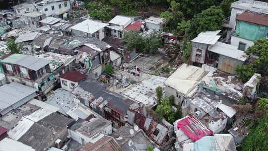 香港为穷人提供非法住房无人机视图