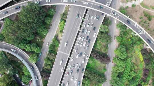 天津城市立交桥道路交通地铁轨道航拍