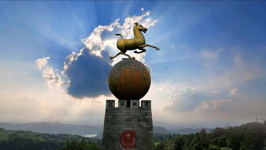 中国优秀旅游城市-马踏飞燕雕塑2视频素材模板下载