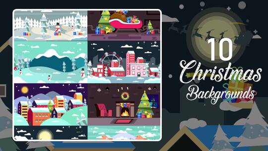 圣诞动画卡通可爱背景展示AE模板