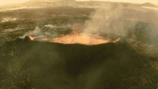 航拍火山岩浆沸腾