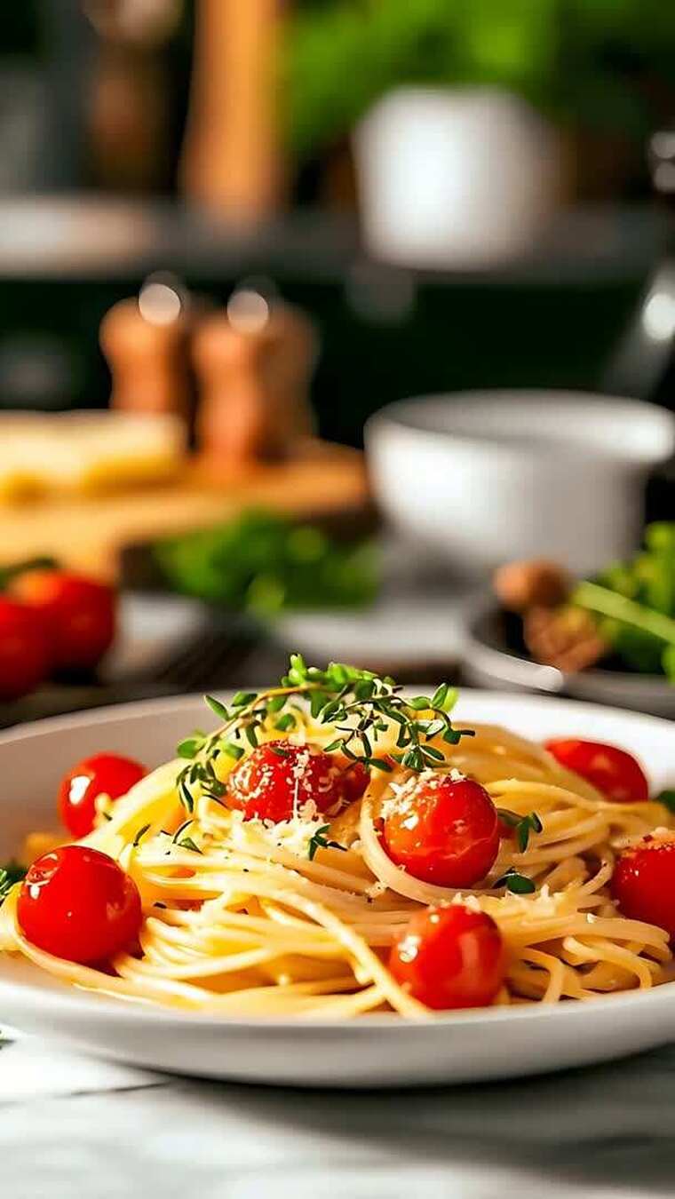 意大利面配小番茄美食素材