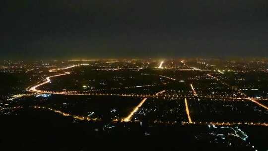 北京城市灯光夜景俯瞰全景