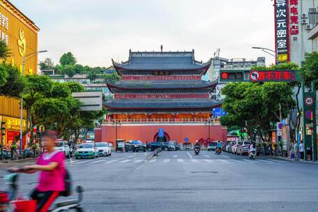 宜宾大观楼夜景车流延时摄影