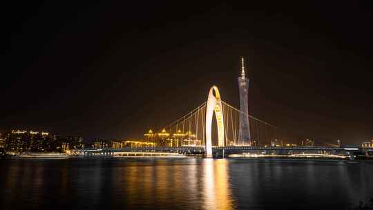 8K广州珠江夜景广州塔猎德大桥