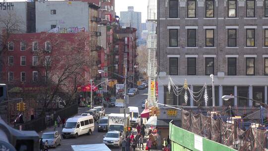 纽约市唐人街区的建立镜头视频素材模板下载