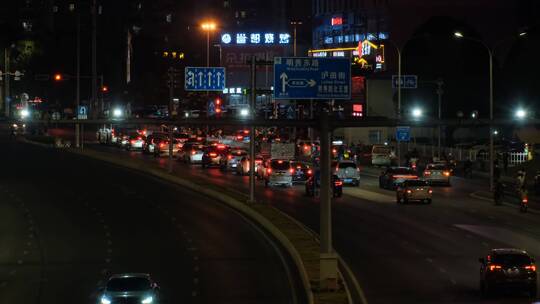 广西南宁邕武路车流道路街道街景夜景