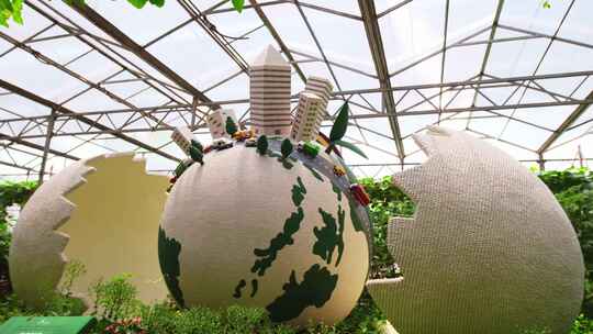 4K温室大棚 科技 景观 龙喷泉