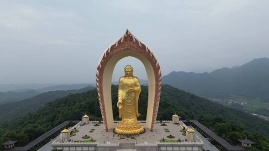 江西九江庐山东林大佛特写航拍