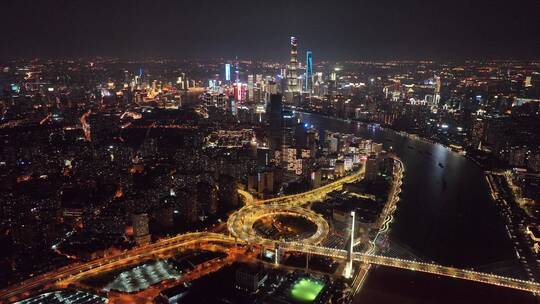 上海南浦大桥夜景航拍