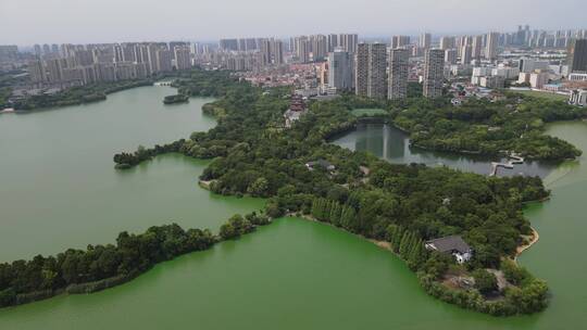 湖北黄冈遗爱湖公园4A景区航拍