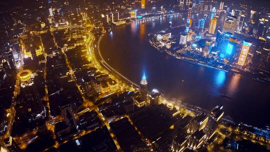 上海浦西夜景航拍