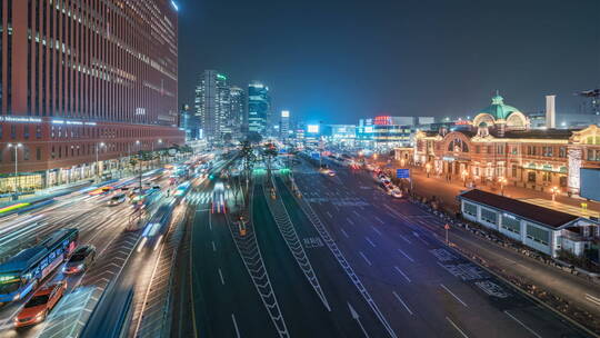 首尔火车站夜间交通轨迹