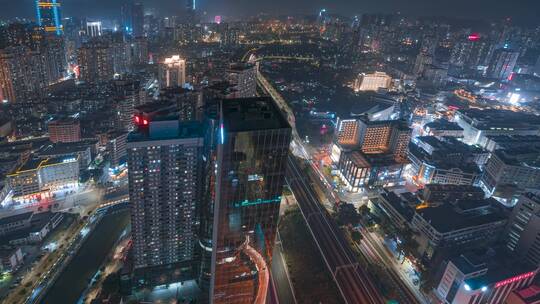 深圳_布吉河_广深铁路_老街夜景延时4K视频素材模板下载