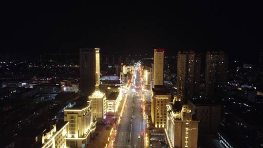 天津 宁河 夜景 商业街  航拍