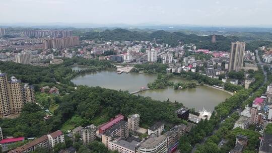 城市航拍湖南益阳秀峰公园