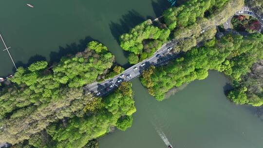 96 航拍 杭州 西湖 杨公堤 桥视频素材模板下载
