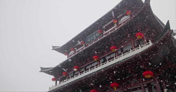 湖南长沙杜甫江阁雪景