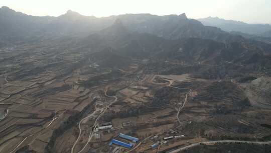 航拍 山川 河流 太行山脉