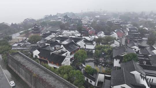 江南雪景古镇雪景浙江盐官古城视频素材模板下载