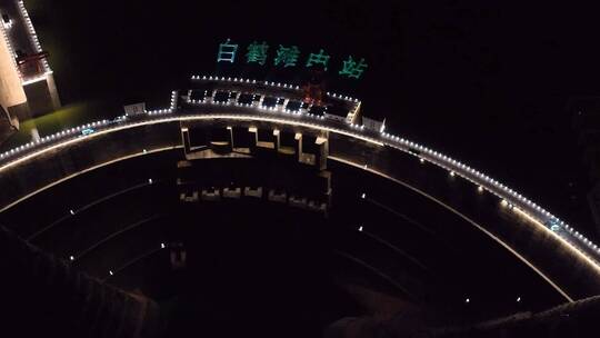 4K航拍白鹤滩水电站夜景3860X2160