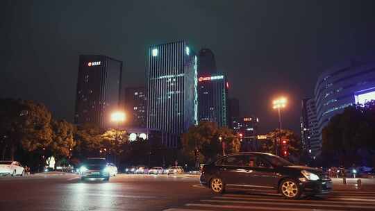 台州雨夜街景