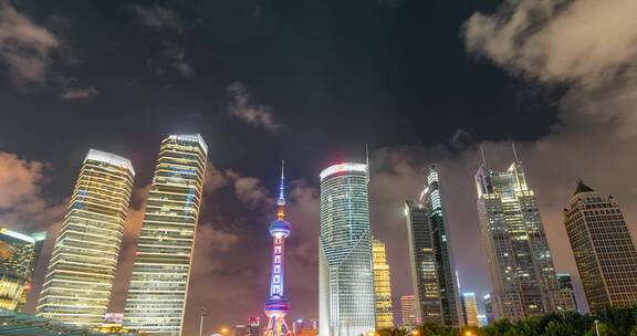 上海陆家嘴地标建筑夜景