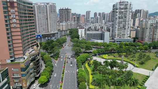 广西梧州城市建设新兴三路航拍