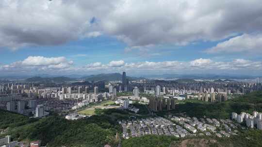 浙江台州城市风光天际线蓝天白云高楼建筑