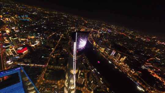 上海高楼fpv航拍城市夜景穿越机视频素材模板下载