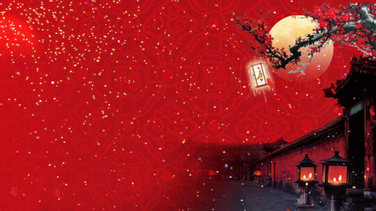 中国风红色背景视频AE模板