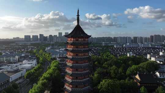 江南姑苏地标报恩寺北寺塔（航拍运镜）