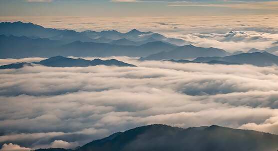 山峰阳光航拍云海日出延时雪山山脉意境风景