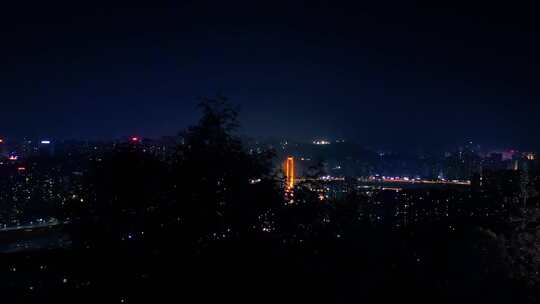 重庆江北鸿恩寺夜景航拍