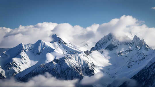 雪景雪山云雾缭绕延时