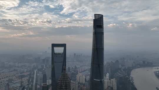 上海清晨航拍空镜视频素材模板下载
