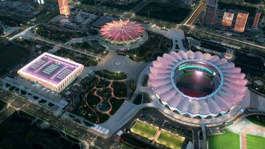 西安奥体中心大运会体育全运会灯光秀国际视频素材模板下载