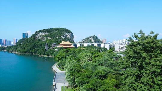 广西柳州城市风光航拍柳江风景