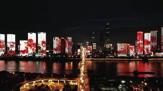 合集湖南长沙城市夜景4K航拍