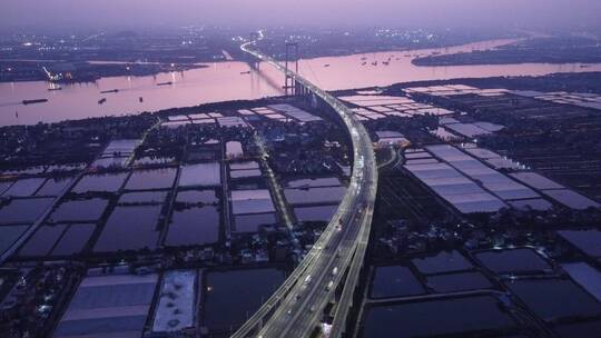广东省广州市南沙区南沙大桥城市风光航拍视频素材模板下载