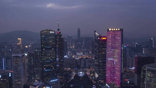 广州_珠江新城_东塔西塔_夜景延时航拍4K