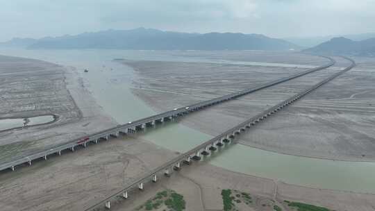 跨海大桥航拍宁德滨海特大桥沈海复线高速路