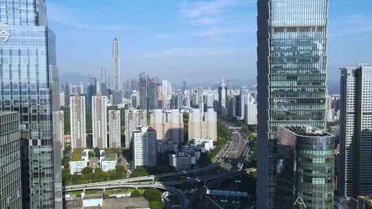 深圳福田下沙航拍福田中心区城市风光