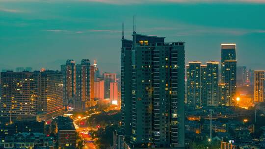 义乌江东城市夜景风光延时摄影