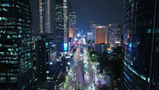 原创航拍印尼城市雅加达天际线夜景风光视频素材模板下载