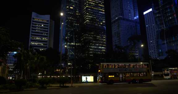 香港城市街景夜景